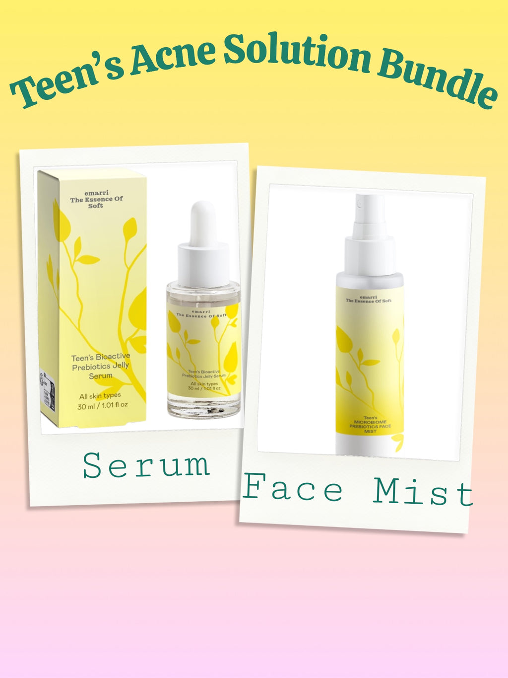 Teen's Microbiome Prebiotics Face Mist & Teen's Bioactive Prebiotics Jelly Serum Bundle
