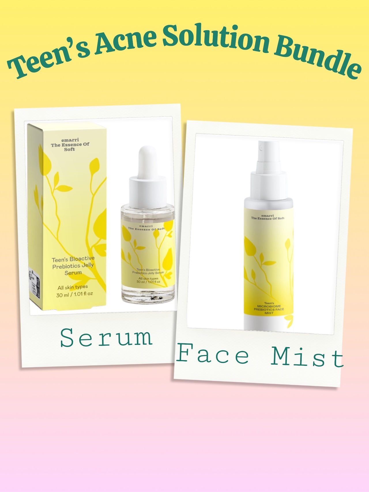 Teen's Microbiome Prebiotics Face Mist & Teen's Bioactive Prebiotics Jelly Serum Bundle
